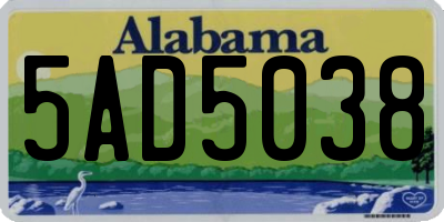 AL license plate 5AD5038