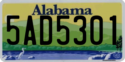 AL license plate 5AD5301