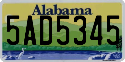 AL license plate 5AD5345