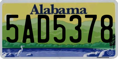 AL license plate 5AD5378