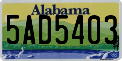 AL license plate 5AD5403