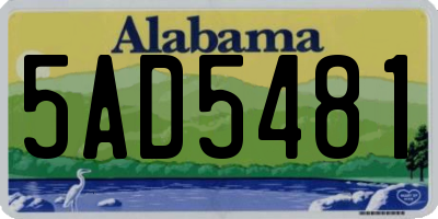 AL license plate 5AD5481