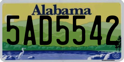 AL license plate 5AD5542