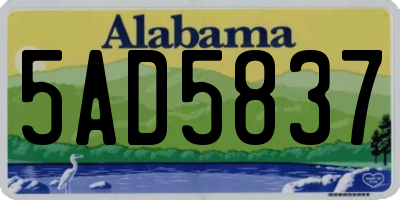 AL license plate 5AD5837