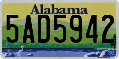 AL license plate 5AD5942