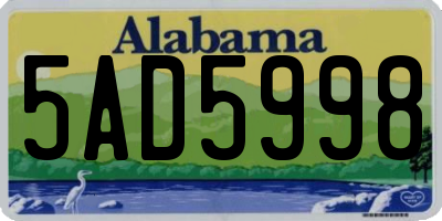 AL license plate 5AD5998
