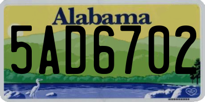 AL license plate 5AD6702