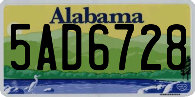 AL license plate 5AD6728