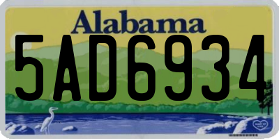 AL license plate 5AD6934