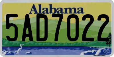 AL license plate 5AD7022