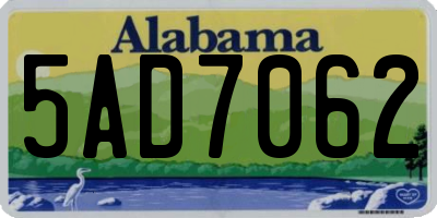 AL license plate 5AD7062