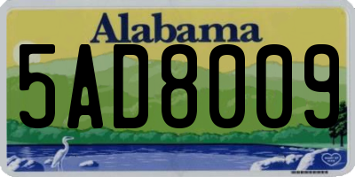AL license plate 5AD8009