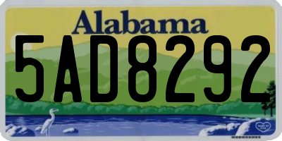 AL license plate 5AD8292