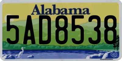 AL license plate 5AD8538