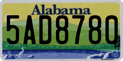 AL license plate 5AD8780