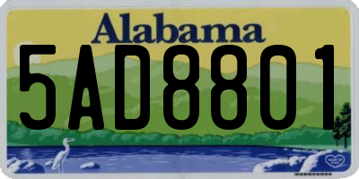 AL license plate 5AD8801