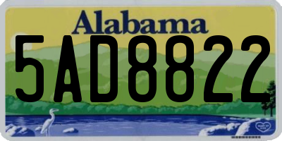 AL license plate 5AD8822