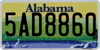 AL license plate 5AD8860