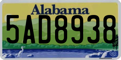 AL license plate 5AD8938