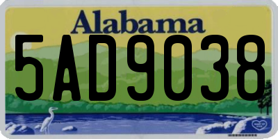 AL license plate 5AD9038