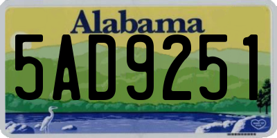 AL license plate 5AD9251