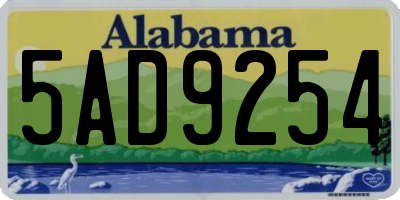 AL license plate 5AD9254