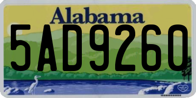 AL license plate 5AD9260