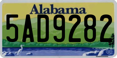 AL license plate 5AD9282