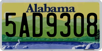 AL license plate 5AD9308