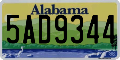 AL license plate 5AD9344
