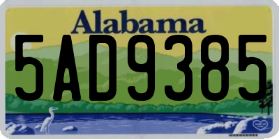 AL license plate 5AD9385