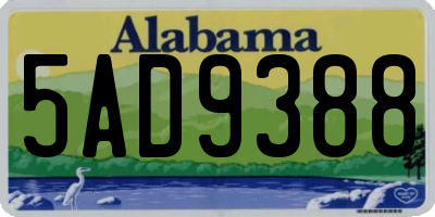 AL license plate 5AD9388