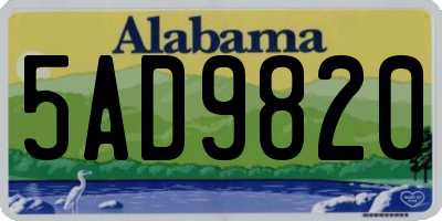 AL license plate 5AD9820
