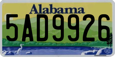 AL license plate 5AD9926