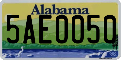 AL license plate 5AE0050