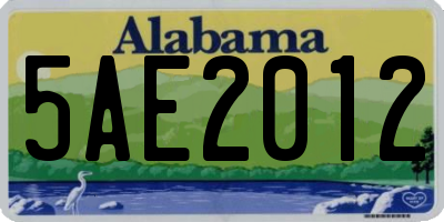 AL license plate 5AE2012