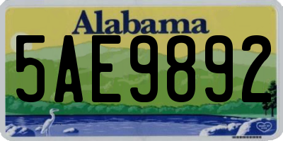 AL license plate 5AE9892