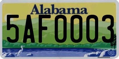 AL license plate 5AF0003