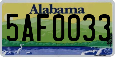 AL license plate 5AF0033