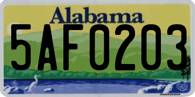 AL license plate 5AF0203
