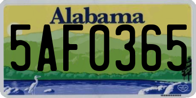 AL license plate 5AF0365