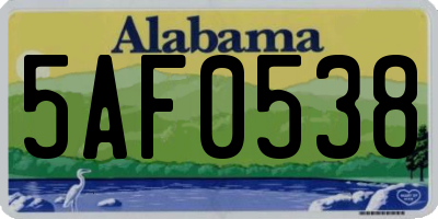 AL license plate 5AF0538