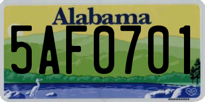 AL license plate 5AF0701