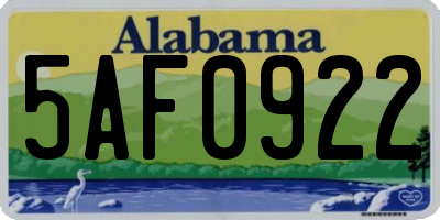 AL license plate 5AF0922