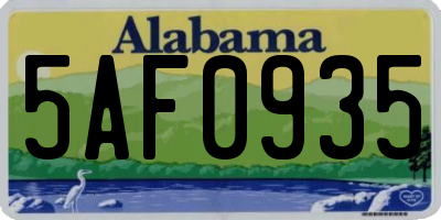 AL license plate 5AF0935
