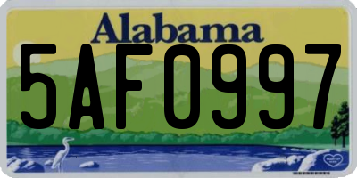 AL license plate 5AF0997