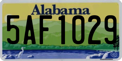 AL license plate 5AF1029