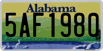 AL license plate 5AF1980