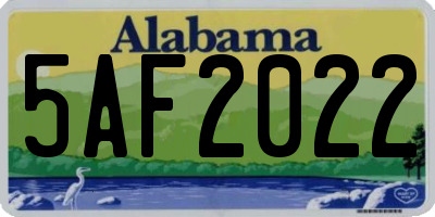 AL license plate 5AF2022