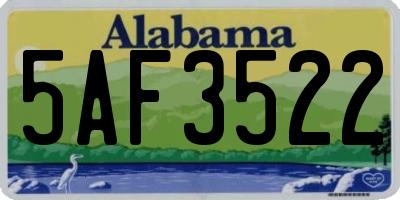 AL license plate 5AF3522